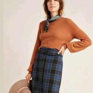 Maeve plaid pencil skirt w/belt detail SZ 8